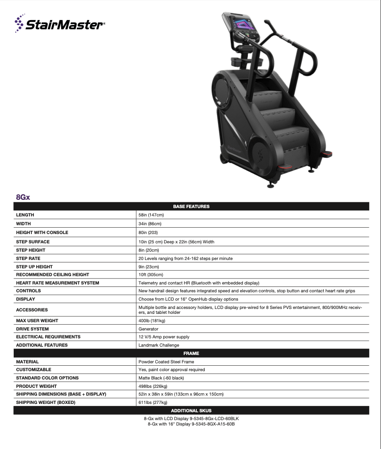 StairMaster 8GX Stepmill (LCD)