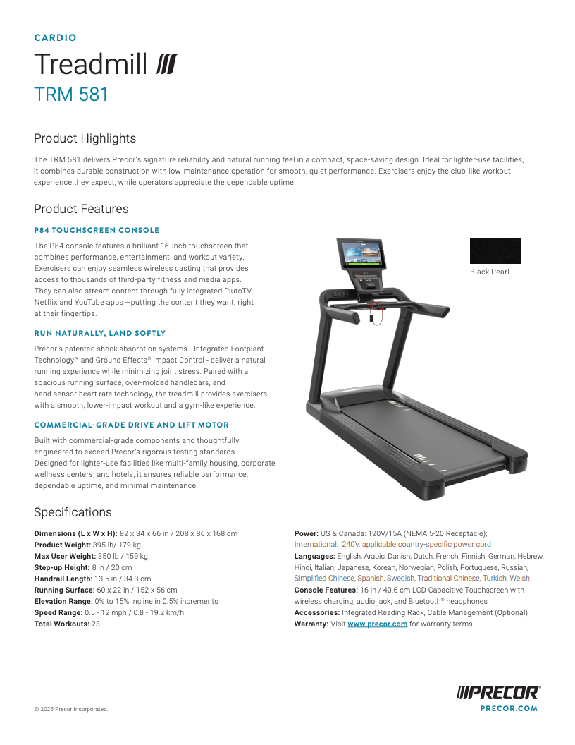 Precor TRM 531 Treadmill LCD Display
